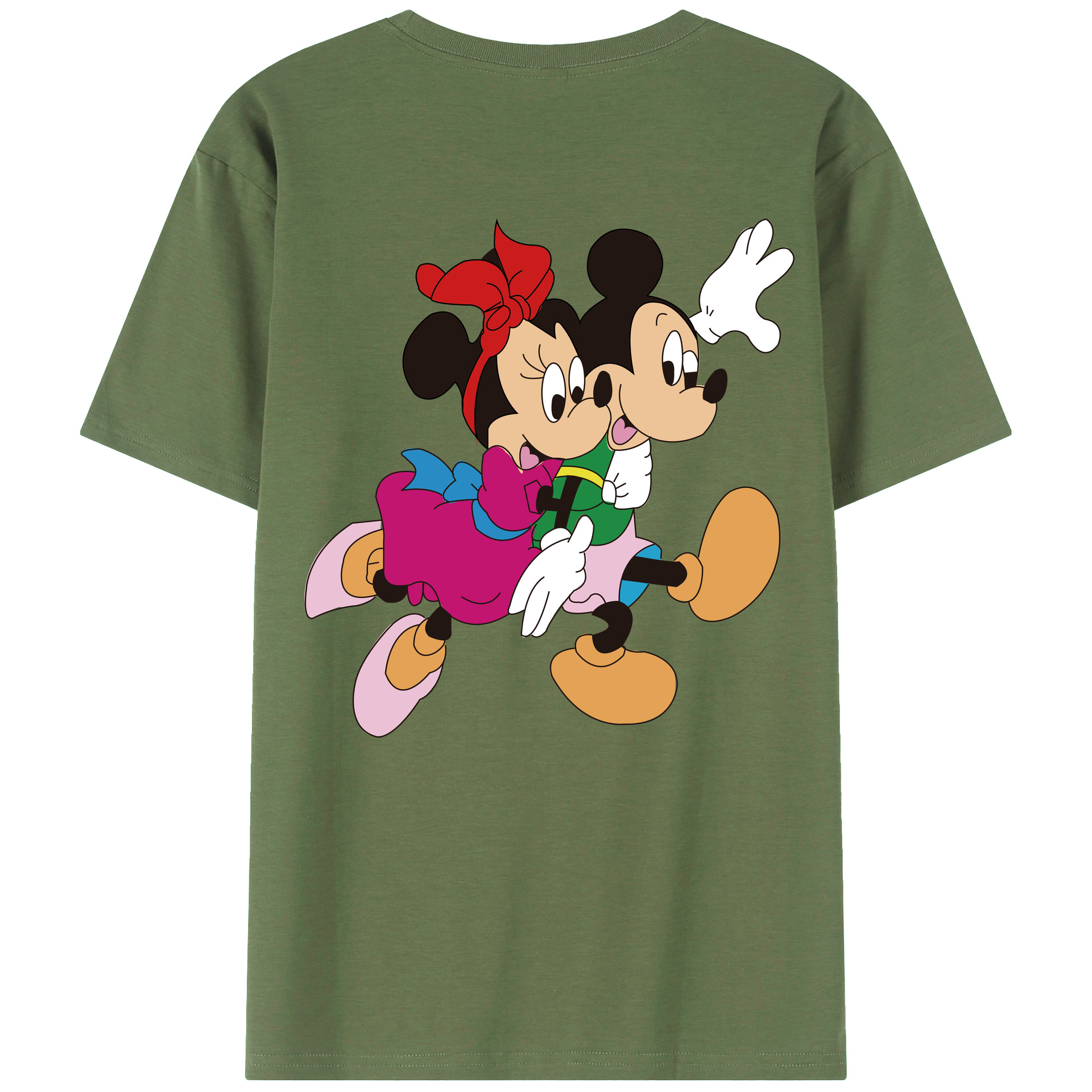 ミッキーマウス Mickey Mouse 綿100％ メンズ半袖Tシャツ（バックプリント） 通気性